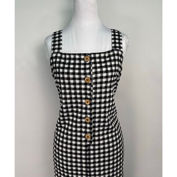Maeve Anthropologie Black & White Gingham Check Jumpsuit Size M - Picture 2 of 11